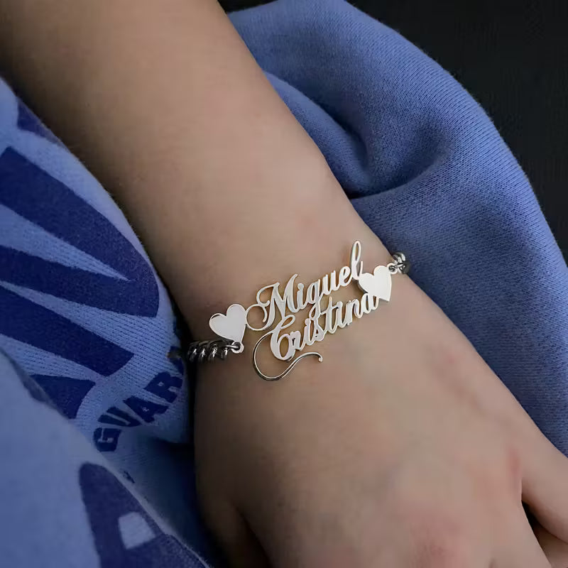 İki İsimli Kişiselleştirilmiş Bileklik | 925 Gümüş