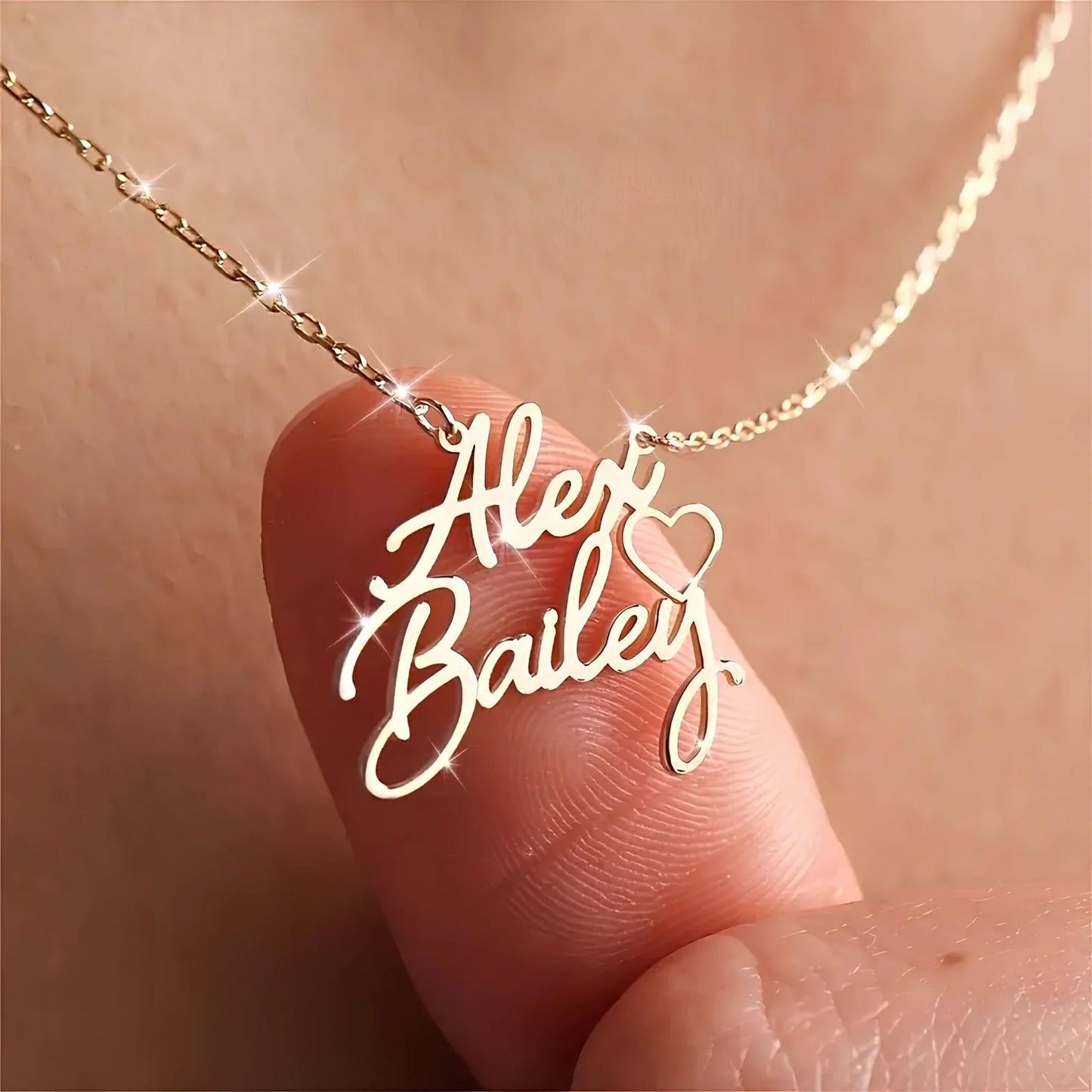 Kalpli Çift Kat İsim Kolye | 925 Gümüş