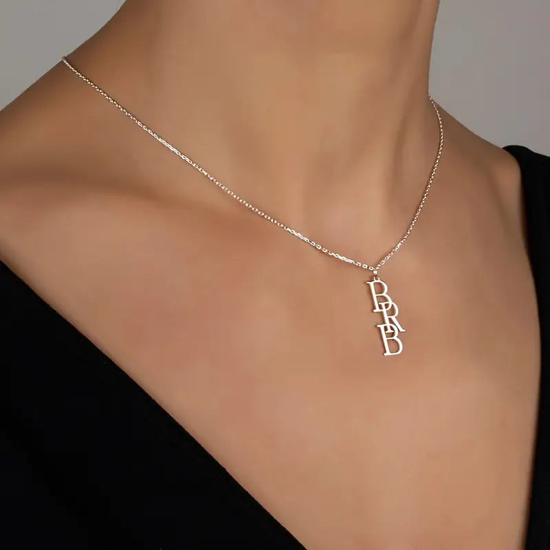 Özel Düzenlenmiş Dikey Harf Kolyeleri | 925 Gümüş