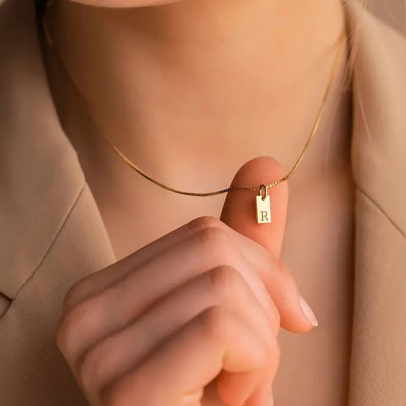 KÜP PLAKAM HARFİM KOLYE | 925 Gümüş