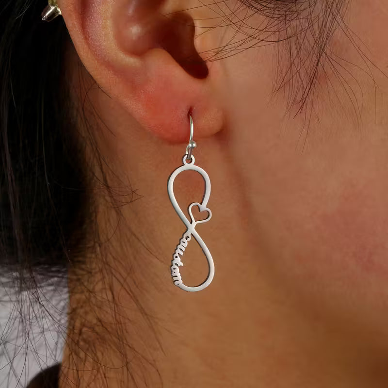 Özel Sonsuzluk Sembolü Kalp Küpeler | 925 Gümüş