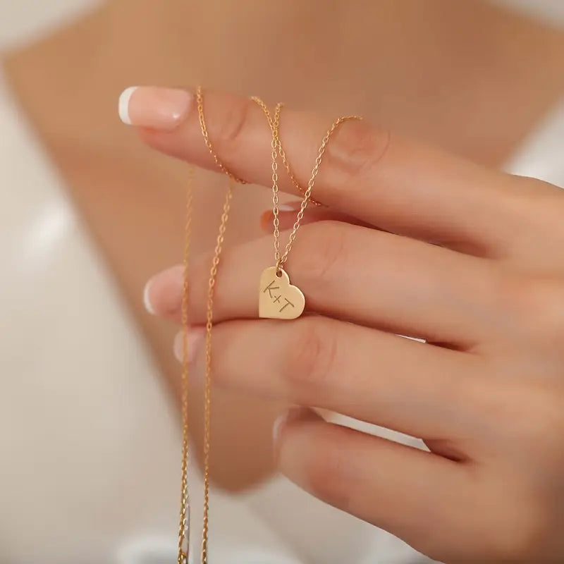 İngilizce Harf Kalp Kolye | 925 Gümüş