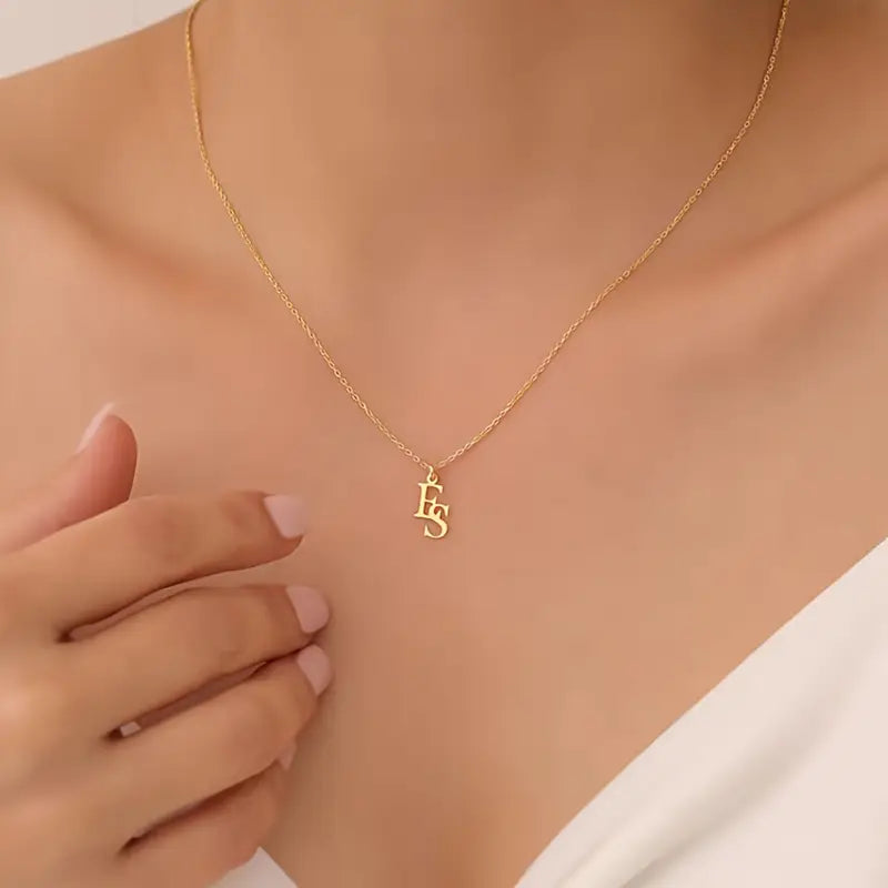 Çift Baş Harfli Kolye | 925 Gümüş