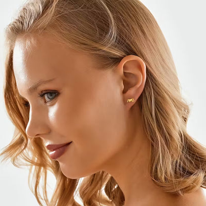 Kişiselleştirilmiş İsim Harf Kalp Küpe | 925 Gümüş