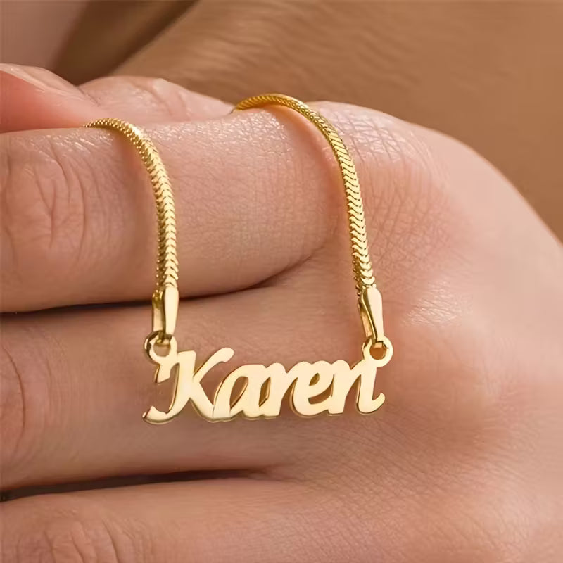 Oymalı Yılan Zinciri ile Kişiselleştirilmiş İsim Plakası | 925 Gümüş