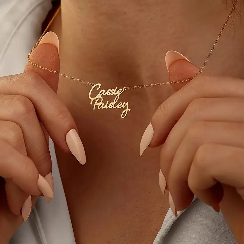 Çift Katmanlı İsim Kolye | 925 Gümüş