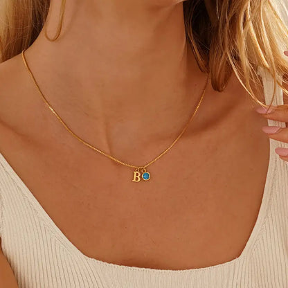 Doğum Taşlı Harf Kolye | 925 Gümüş