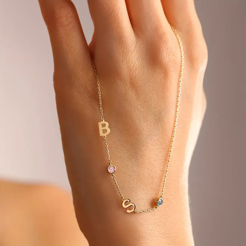 Baş Harf & Doğum Taşı Kolye | 925 Gümüş