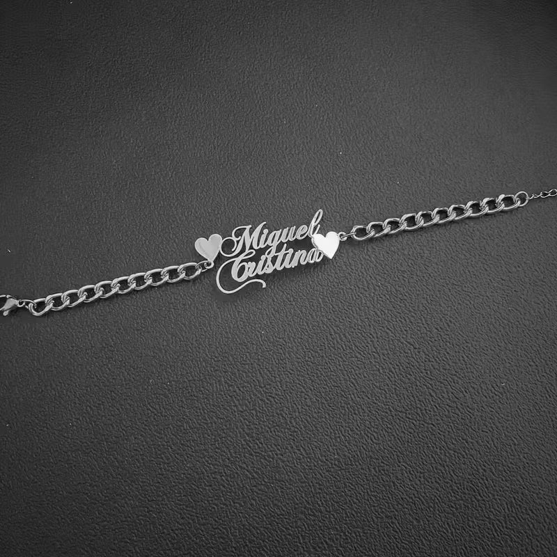 İki İsimli Kişiselleştirilmiş Bileklik | 925 Gümüş