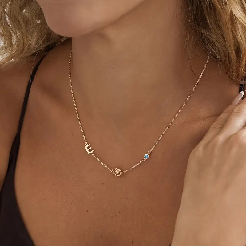 Kişiye Özel Doğum Günü Çiçeği ve Baş Harf | 925 Gümüş