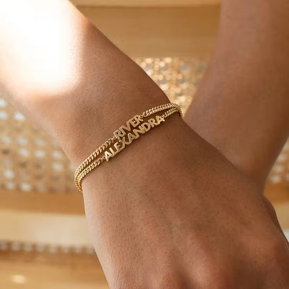 Özel Ad Zinciri İsim Bilekliği Kişiselleştirilmiş | 925 Gümüş