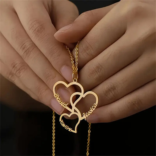 Çift Kalpli İsim Kolye | 925 Gümüş