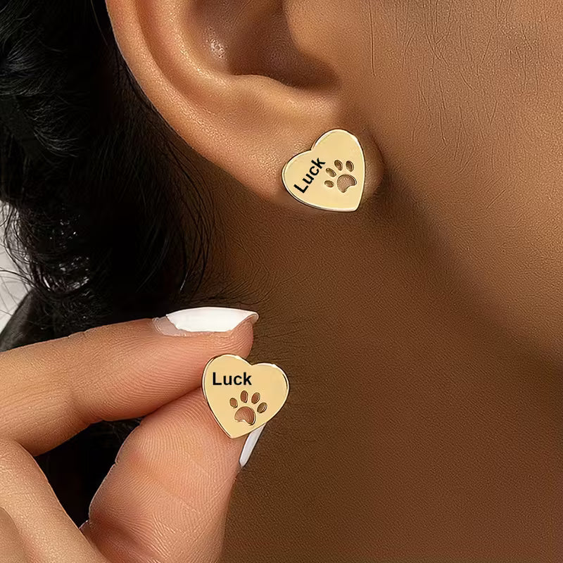 Kişiselleştirilmiş Pati İzli Küpe | 925 Gümüş