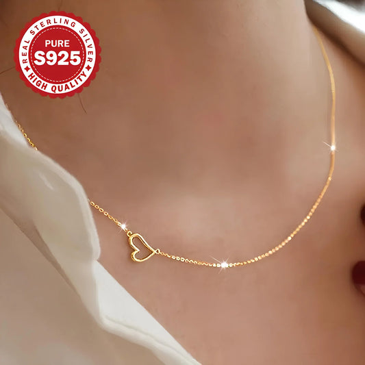 Minimal Yan Kalp Kolye | 925 Gümüş