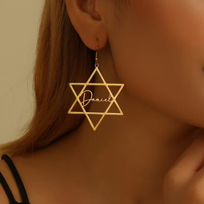 Kişiselleştirilmiş David Yıldızı Kolye Küpe | 925 Gümüş