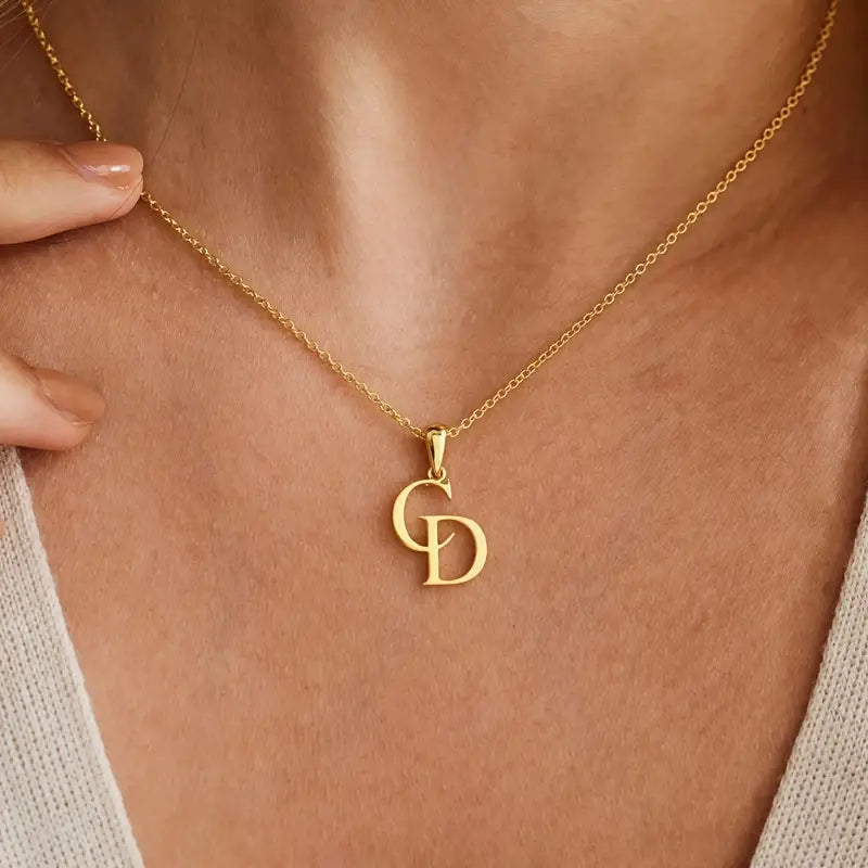 Çift Harfli Tasarım Kolye | 925 Gümüş