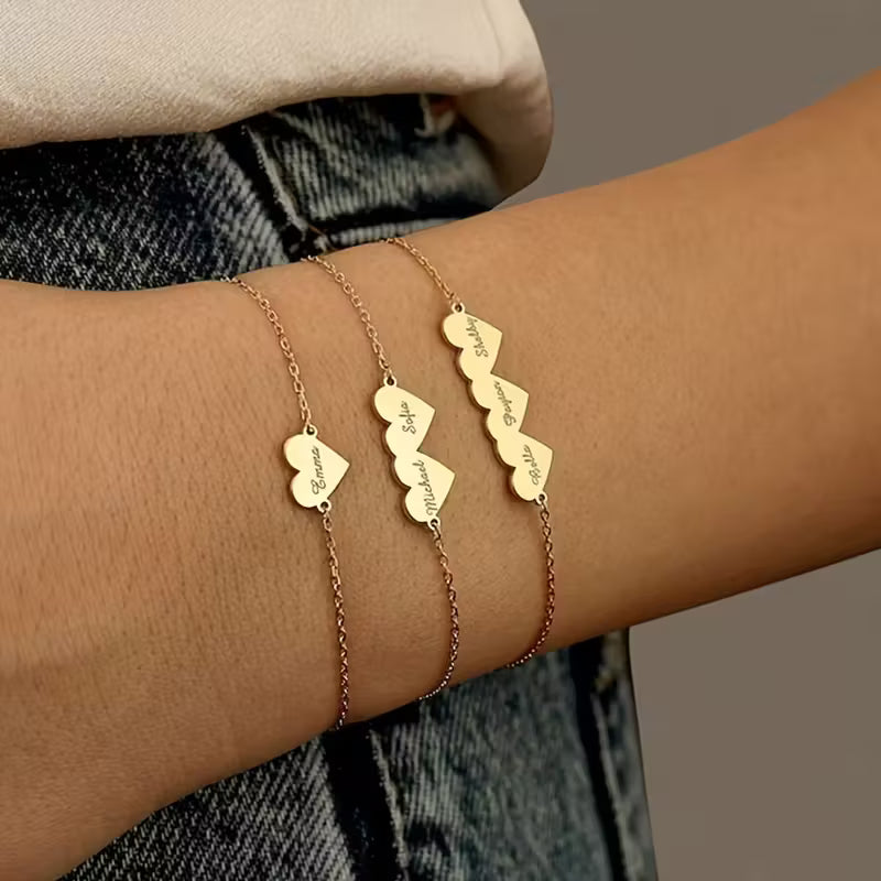 Özelleştirilebilir Kalp Şeklinde İsim Bilekliği | 925 Gümüş