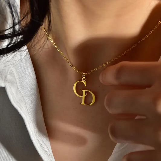 İç İçe Harf Tasarım Kolye | 925 Gümüş