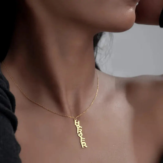 Özel Dikey Kalın Harf Kolye | 925 Gümüş