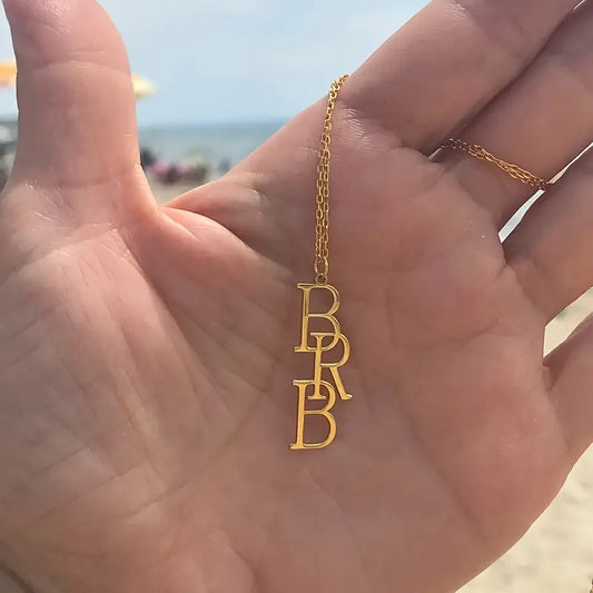 Özel Düzenlenmiş Dikey Harf Kolyeleri | 925 Gümüş