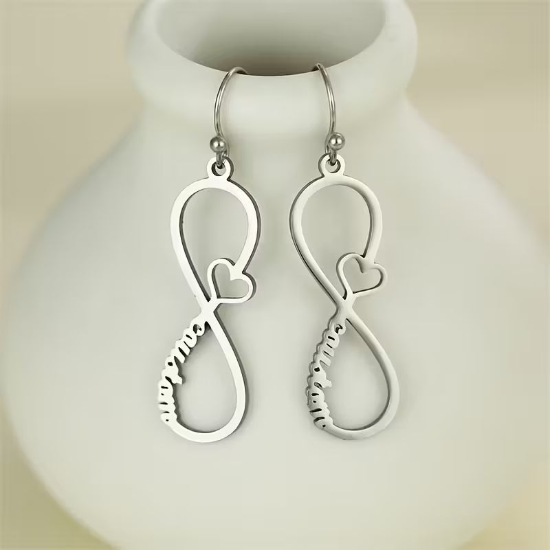 Özel Sonsuzluk Sembolü Kalp Küpeler | 925 Gümüş