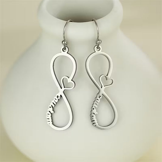 Özel Sonsuzluk Sembolü Kalp Küpeler | 925 Gümüş