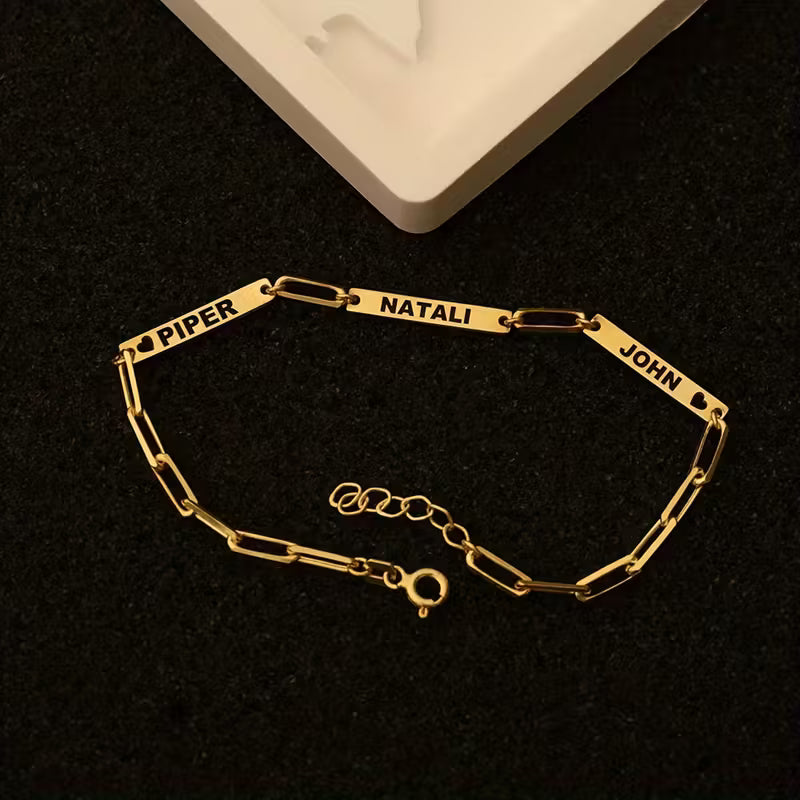 3 İsimli Kâğıt Klipleri Bağlantı Bilekliği | 925 Gümüş