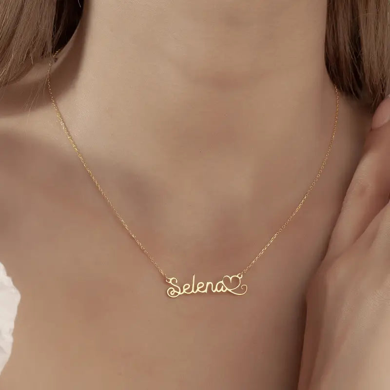 Kişiye Özel Kalp Detaylı İsim Kolye | 925 Gümüş