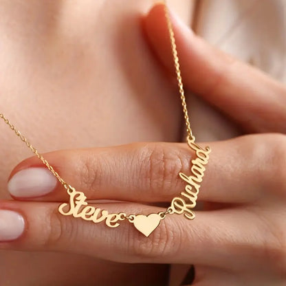 Çift İsimli Kalp Kolye | 925 Gümüş