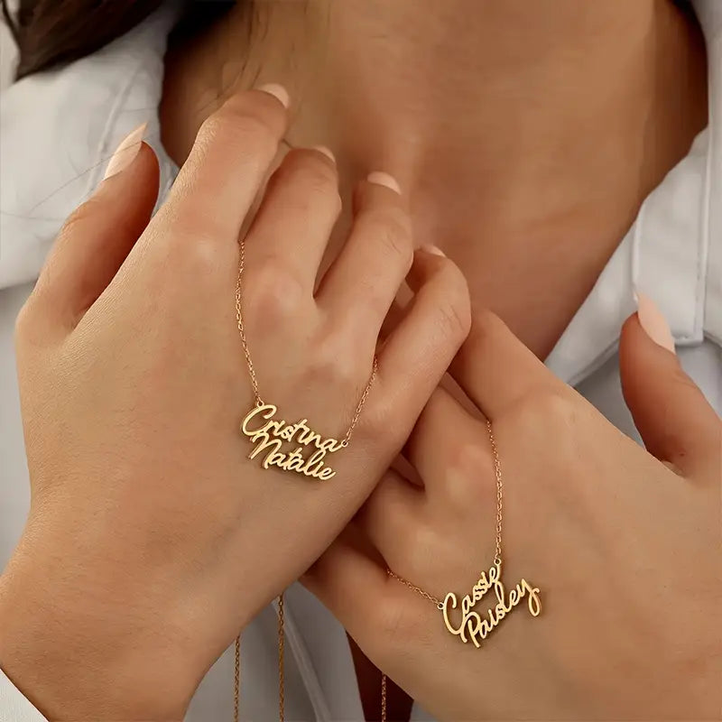 Çift Katmanlı İsim Kolye | 925 Gümüş