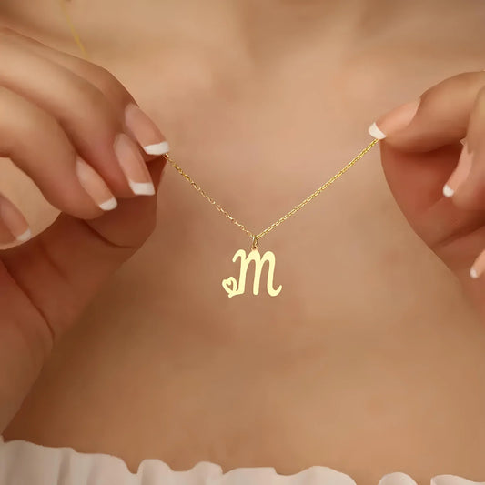 Aşk Motifli Tek Harf Kolye | 925 Gümüş