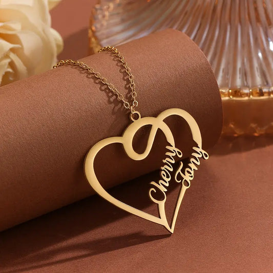 Kalp Kolye, Özel Çift İsimli | 925 Gümüş