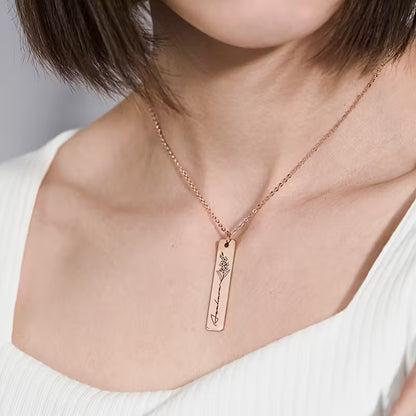 Doğum Çiçeği Bar Kolye | 925 Gümüş