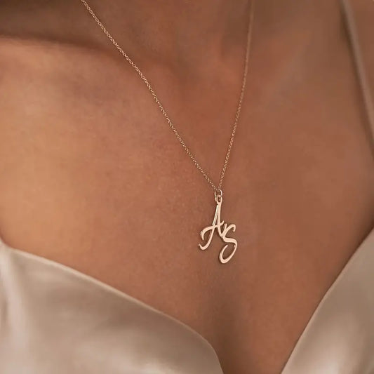 Çiftlerin Minimalist Çift Harf Kolyesi | 925 Gümüş