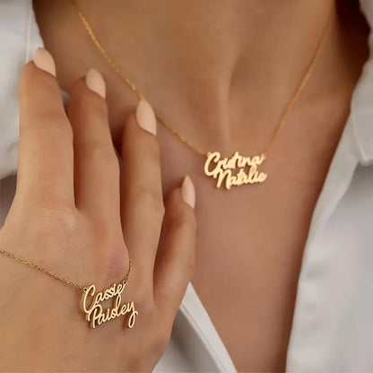 Çift Katmanlı İsim Kolye | 925 Gümüş