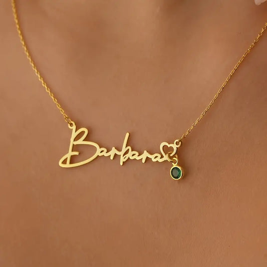 Doğum Taş Sallantılı İsim Kolye | 925 Gümüş