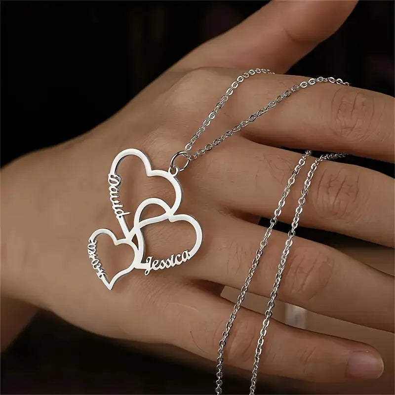 Çift Kalpli İsim Kolye | 925 Gümüş