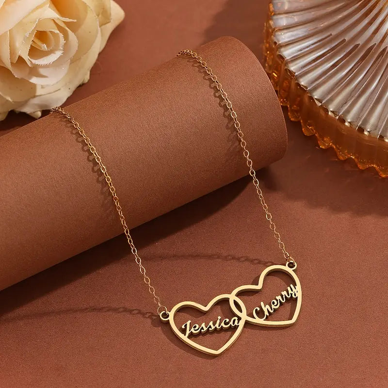 2 İsimli Kalpli Kolye | 925 Gümüş