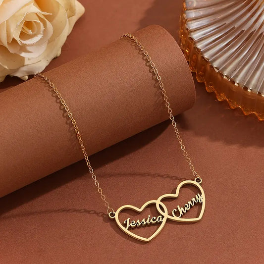 2 İsimli Kalpli Kolye | 925 Gümüş