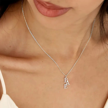 Blok Tip Harf Kolye | 925 Gümüş