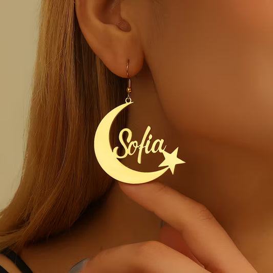 Kişiye Özel İsimli Sarkık Küpe | 925 Gümüş