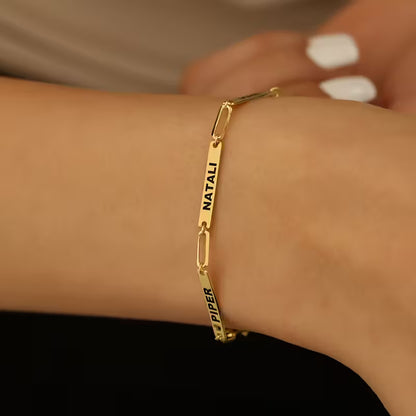 3 İsimli Kâğıt Klipleri Bağlantı Bilekliği | 925 Gümüş